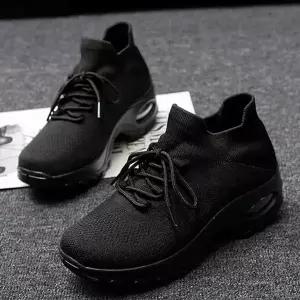 여성 619VRP66 블랙 스니커즈 타입 워킹화 니트 에어굽 슬립온