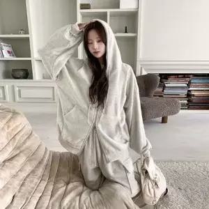 여성 오버핏 후드 집업 카고 반바지 세트