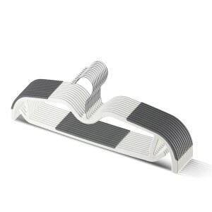 MLKJHI 60팩 M 스타일 플라스틱 코트 걸이 고무 패드와 360 후크가 있는 얇은 공간 절약형 걸이 - 미끄럼방지 옷 셔츠 바지 정장 스커트를 위한 옷장 정리함 회색