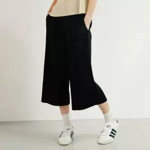 큐롯 플리츠 팬츠_블랙