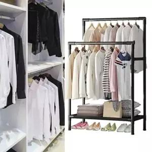 고품질 행거 옷걸이 더블 스탠드 옷장 조립식 철제 수납 시스템행거 옷걸이행거 드레스룸행거 WFIP914