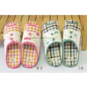실내슬리퍼 단추포인트 실내화 슬리퍼 체크양 거실신 WD8224A