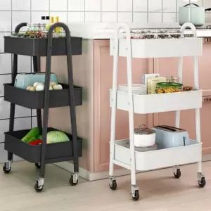 카트 이동 수납식 이동형선반 트롤리 틈새장 바스켓 트롤리 3단