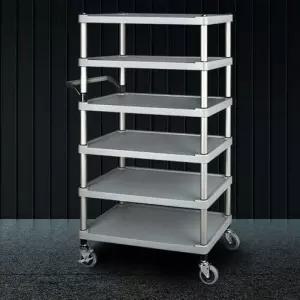 트롤리 다단 운반 주방 이동식 서빙 선반 웨건 바퀴 6단 트레이 수납장