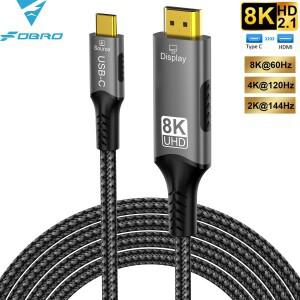 8K USB C-HDMI 케이블 2.1 어댑터 macbook 호환 Pro/M1/M2/노트북 태블릿 갤럭시 호환 S24용 코드용 32.4Gb