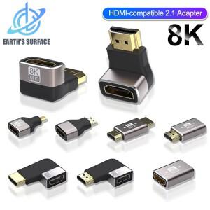 8K HDMI-Compatible2.1 케이블 어댑터 90도 직각 팔꿈치 커넥터 남성-여성 HDTV 익스텐더 TV 플스호환 xbox