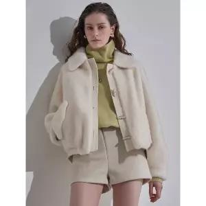 [하프클럽/르니앤맥코이]레더 배색 페이크퍼 무스탕 자켓 ML12MJ300HJY