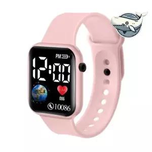 학생용 사각 손목시계 핑크 LED 전자시계 LED시계 전자시계 젤리시계 학생시계 컬러시계