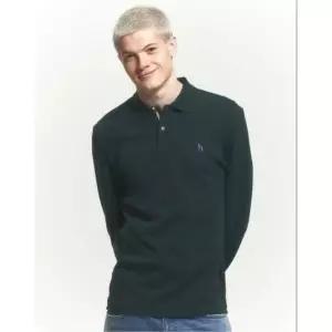 매장정품 HAZZYS 다크그린 긴팔 피케 카라 티셔츠 HZTS4D431E3 404621