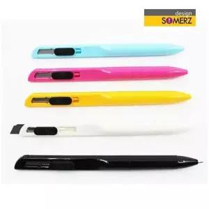 디자인소머즈 BK250060 컬러 커터 펜 4P 볼펜 칼 다이어리 필