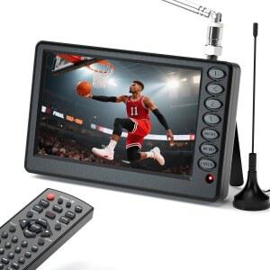 가정용 주방 캠핑카 여행을 위한 SQFOR 5인치 휴대용 TV, 1080P 배터리 작동 미니 리모컨, 디지털/아날로그 ATSC가 장착된 소형 포켓 USB 포트 및 TF 카드 슬롯,
