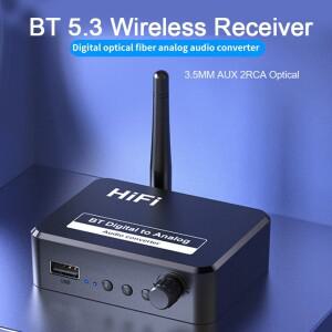 디지털-아날로그 오디오 DAC 컨버터 어댑터 디지털 SPDIF 광 Toslink - 3.5mm AUX 잭 RCA LR 블루투스 5.3