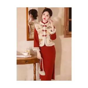 겨울 여자정장세트 세트 조끼 원피스 치파오 설날 전포 ible4