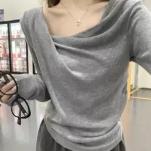 드레이프넥 러블리 여성 긴팔 블라우스 니트티 니트 WFLX6B0