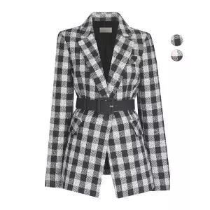 [하프클럽/비비드시크릿가너]여성 모던 체크 봄가을 벨티드 정장 자켓