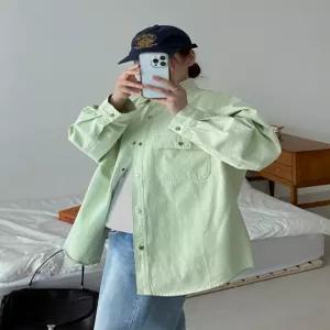 [09초이스][간절기템] 매일소장해 워싱 루즈핏 자수 컬러 셔츠자켓 86335 빅사이즈 여성의류