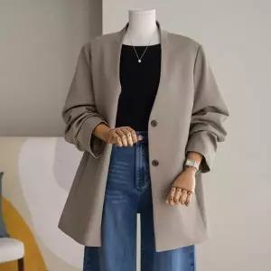 (안나앤플러스) 니벨 노카라 벨트 자켓[자켓EC335] 빅사이즈