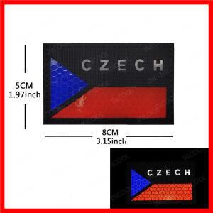 체코 공화국 수 놓은 패치 국기 체코 IR 반사 플래그 패치 PVC 고무 전술 아플리케 완장 배지