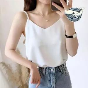 브이넥 슬리브리스 레이어드 이너 민소매 코지 크롭티