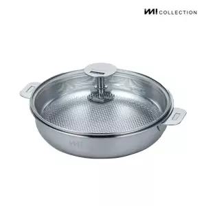 IMI 통3중 국산 IH 스텐 프라이팬 22cm (유리뚜껑) / 인덕션 가스 스텐팬 전골팬 주방정리 수납 캠핑