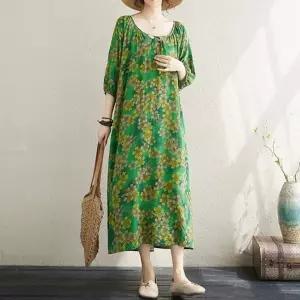 바캉스 반팔 롱원피스 마원피스 미시옷 린넨 휴 (KYR-WFH78NQ)