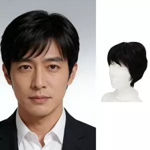 중년 아버지 통가발 중장년 노인 자연스러운 내추럴 가발 짧은머리