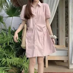 여름 데일리 퍼프소매 셔링 카라 원피스 (KYR-WFHMF5I)