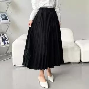 주름 밴딩 롱 스커트결혼식 하객룩 겨울 봄스 훌스 플레어 핀턱 플리츠 가을 여자 캐주얼 오피스