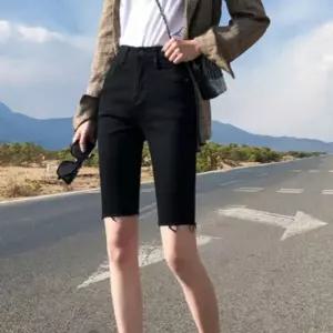 데일리핏 블랙 하이웨스트 반바지 JSC-d0148날씬해보이는팬츠 여자 5부 여성 핫팬츠