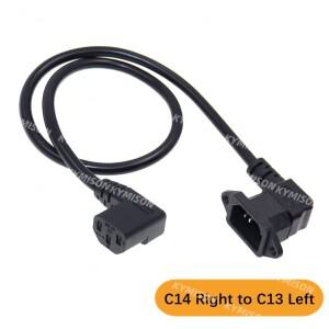 IEC320 C14 나사 구멍 좌우 각도 C13 C14-C13 연장 코드 60cm H05VV-F 3G0.75mm