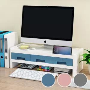 모니터받침대 2단 선반 서랍형노트북거치대 컴퓨터 데스크수납함책상정리함 모니터대