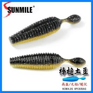 SUNMILE 스틱 미끼 6cm4.2g 캐스팅 무거운 가중 부드러운 플라스틱 미끼 벌레 인공 미끼 실리콘 쉐이드 루