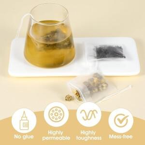 [호환제품] 50pcs 식품 학년 일회용 티백 투명 Drawstring 꽃 차 필터 가방 스토리지 조미료 김이 나는 메