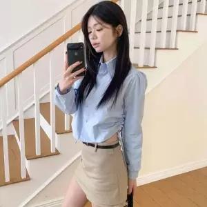 [다잇템] 여성 잔주름 남방 3종 카라 탱크핏 롱슬리브 색상