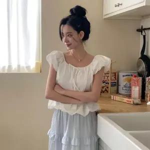 [다잇템] 여성 벌룬 탱크 리본 쿨링 봄여름 셔츠