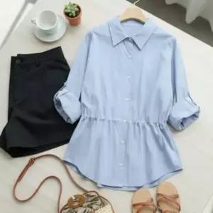 [다잇템] 여성 드로우코드 미니멀리즘 SS 베이직 쿨 셔츠