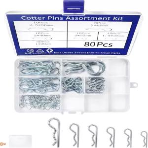 셀보라 80Pcs 히치 핀 6사이즈 하드웨어 코터 클립 모음 키트 - 트럭 및 엔진 유지보수에 적합한 304