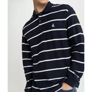 빈폴 BEANPOLE MEN 텍스처 칼라넥 스트라이프 긴소매 티셔츠 네이비 BC6241C55R 424360