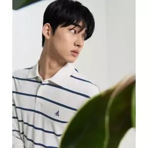 빈폴 BEANPOLE MEN 텍스처 칼라넥 스트라이프 긴소매 티셔츠 아이보리 BC6241C550 424450