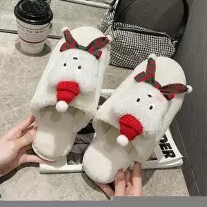 빨간모자 강아지 슬리퍼 양털 실내화 학생 사무용 방한 겨울 남녀공용 슬리퍼 방한슬리퍼