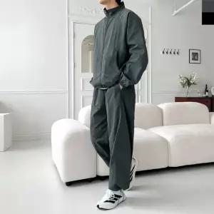 ToB GQQ SF1033M-SF1034M 남자 오버핏 하프넥 집업 바람막이 나일론 와이드 바지 세트