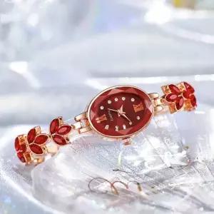 [알티피아]손목시계 레드 여자 메탈 큐빅 고급 예쁜