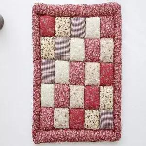 [콩심팥심]체크 패브릭 쿠션 방석 와인색 좌식 의자용