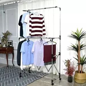 스탠드 3단 접이식 행거 옷걸이 선반 이동식 행거 (KYR-WEC5132)