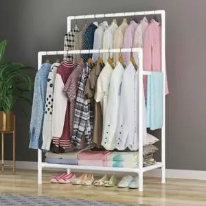 2단 스탠드 행거 튼튼한 드레스룸 헹거 조립식 옷수납 (KYR-WFB49F2)