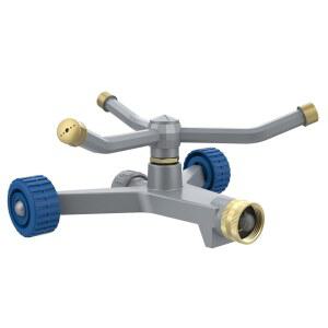 마당용 하이드로웨 스프링클러, 휠 베이스가 있는 3암 금속 정원 360도 자동 회전 잔디 스프링클러 시스템