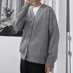 남자 루즈핏 골지 리브드 버튼 니트 가디건 5C-CA-Q121-멜란지