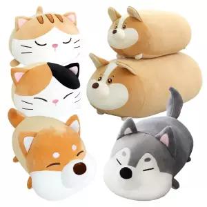 모찌타운 강아지 고양이 시바 허스키 까망 베르 동물 쿠션 대형 애착 인형 L