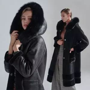 [라벨르]라벨르by신영모피 사가폭스 후드 무스탕_블랙