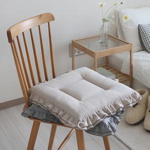 선염 멜란지 무지 두겹 프릴 의자 방석 (40x40) 논슬립/끈포함